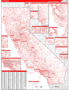California Digital Map Red Line Style
