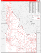 Idaho Digital Map Red Line Style