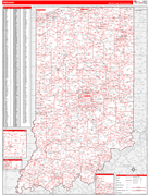 Indiana Digital Map Red Line Style