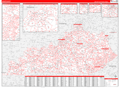 Kentucky Digital Map Red Line Style