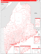 Maine Digital Map Red Line Style