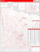Minnesota Digital Map Red Line Style