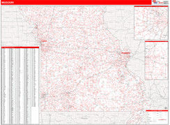 Missouri Digital Map Red Line Style