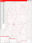 Mississippi Digital Map Red Line Style