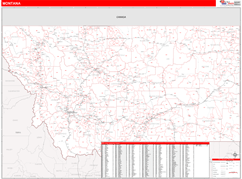 Montana Digital Map Red Line Style