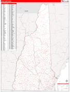 New Hampshire Digital Map Red Line Style