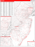 New Jersey Digital Map Red Line Style