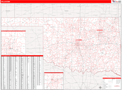 Oklahoma Digital Map Red Line Style