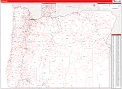 Oregon Digital Map Red Line Style