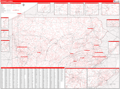 Pennsylvania Digital Map Red Line Style