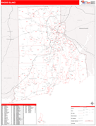 Rhode Island Digital Map Red Line Style