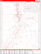 Utah Digital Map Red Line Style