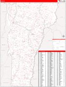 Vermont Digital Map Red Line Style