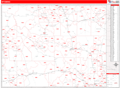 Wyoming Digital Map Red Line Style