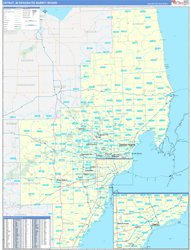 Detroit, MI DMR Wall Map Basic Style