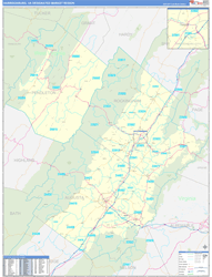 Harrisonburg, VA DMR Wall Map Basic Style
