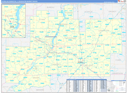 Peoria-Bloomington, IL DMR Wall Map Basic Style