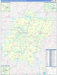 Raleigh-Durham (Fayetteville), NC DMR Wall Map Basic Style