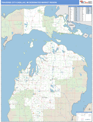 Traverse City-Cadillac, MI DMR Wall Map Basic Style