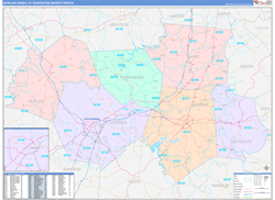 Bowling Green, KY DMR Wall Map Color Cast Style