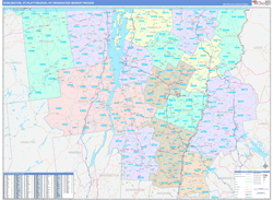 Burlington, VT-Plattsburgh, NY DMR Wall Map Color Cast Style