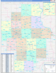 Cedar Rapids-Waterloo-Iowa City & Dubuque, IA DMR Wall Map Color Cast Style