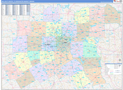 Dallas-Ft.Worth, TX DMR Wall Map Color Cast Style