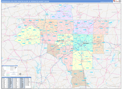 Greensboro-High Point-Winston Salem, NC DMR Wall Map Color Cast Style