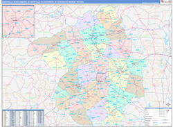 Greenville-Spartanburg, SC-Asheville, NC-Anderson, SC DMR Wall Map Color Cast Style