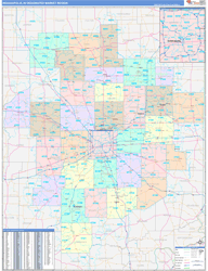 Indianapolis, IN DMR Wall Map Color Cast Style