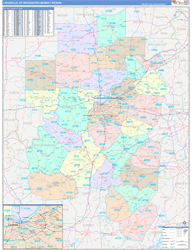 Louisville, KY DMR Wall Map Color Cast Style