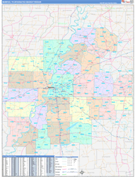 Memphis, TN DMR Wall Map Color Cast Style