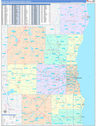 Milwaukee, WI DMR Wall Map Color Cast Style