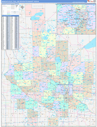 Minneapolis-St. Paul, MN DMR Wall Map Color Cast Style