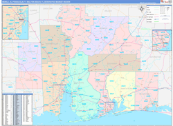 Mobile, AL-Pensacola (Ft. Walton Beach), FL DMR Wall Map Color Cast Style