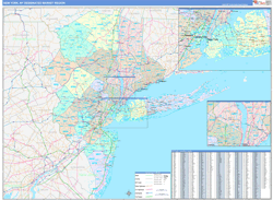 New York, NY DMR Wall Map Color Cast Style