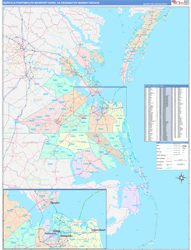 Norfolk-Portsmouth-Newport News, VA DMR Wall Map Color Cast Style