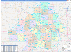 Paducah, KY-Cape Girardeau, MO-Harrisburg-Mt. Vernon, IL DMR Wall Map Color Cast Style