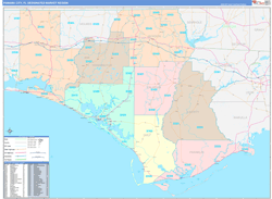 Panama City, FL DMR Wall Map Color Cast Style