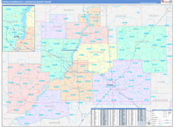 Peoria-Bloomington, IL DMR Wall Map Color Cast Style