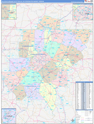 Raleigh-Durham (Fayetteville), NC DMR Wall Map Color Cast Style