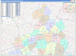 Roanoke-Lynchburg, VA DMR Wall Map Color Cast Style