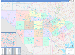 San Antonio, TX DMR Wall Map Color Cast Style