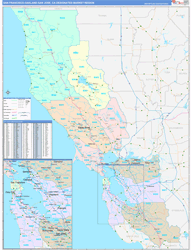 San Francisco-Oakland-San Jose, CA DMR Wall Map Color Cast Style