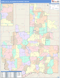 Terre Haute, IN DMR Wall Map Color Cast Style