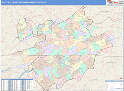 Tri-Cities, TN-VA DMR Wall Map Color Cast Style