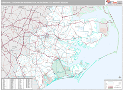 Greenville-New Bern-Washington, NC DMR Wall Map Premium Style