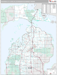 Traverse City-Cadillac, MI DMR Wall Map Premium Style