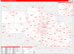 Austin, TX DMR Wall Map Red Line Style