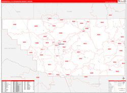 Bakersfield, CA DMR Wall Map Red Line Style